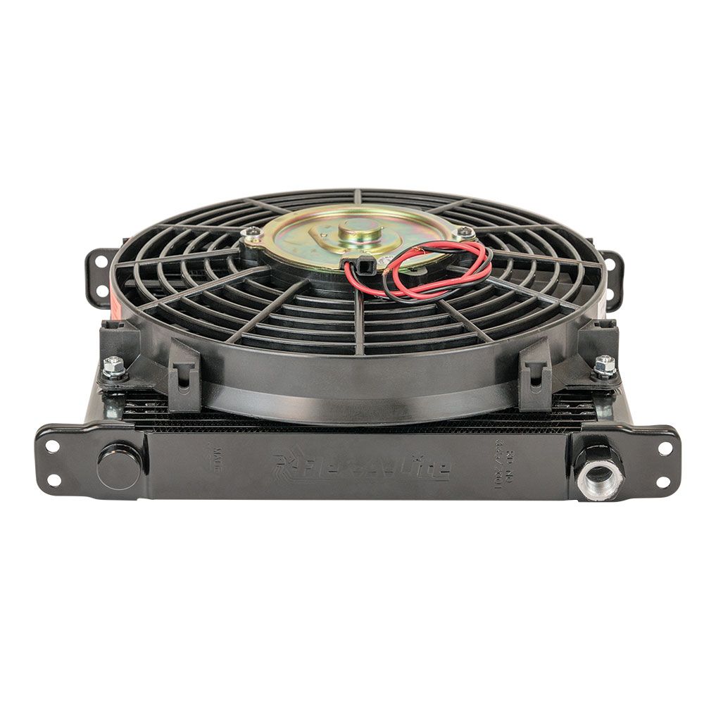 Flex-A-Lite Remote Mount Stacked Plate 32-Row Engine-Oil Cooler with  Electric Fan 11 x 11 x 4 1/4 inch with AN Fittings