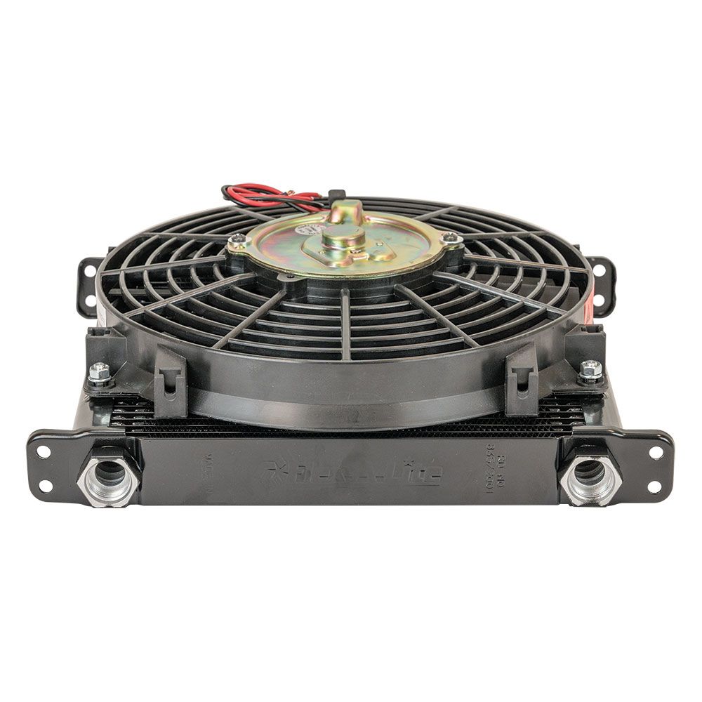 Flex-A-Lite Remote Mount Stacked Plate 32-Row Engine-Oil Cooler with  Electric Fan 11 x 11 x 4 1/4 inch with AN Fittings